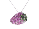 Necklace strawberry motif ladies K18WG sapphire 3.95ct colored stone 8.5g A rank beautiful item used silver warehouse