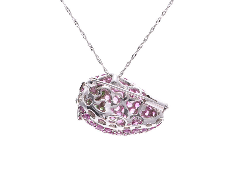 Necklace strawberry motif ladies K18WG sapphire 3.95ct colored stone 8.5g A rank beautiful item used silver warehouse