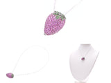 Necklace strawberry motif ladies K18WG sapphire 3.95ct colored stone 8.5g A rank beautiful item used silver warehouse