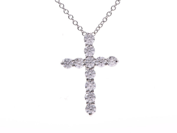 Tiffany Cross Necklace Women's PT950 Diamond 3.5g A Rank Beauty TIFFANY & CO Used Ginzo