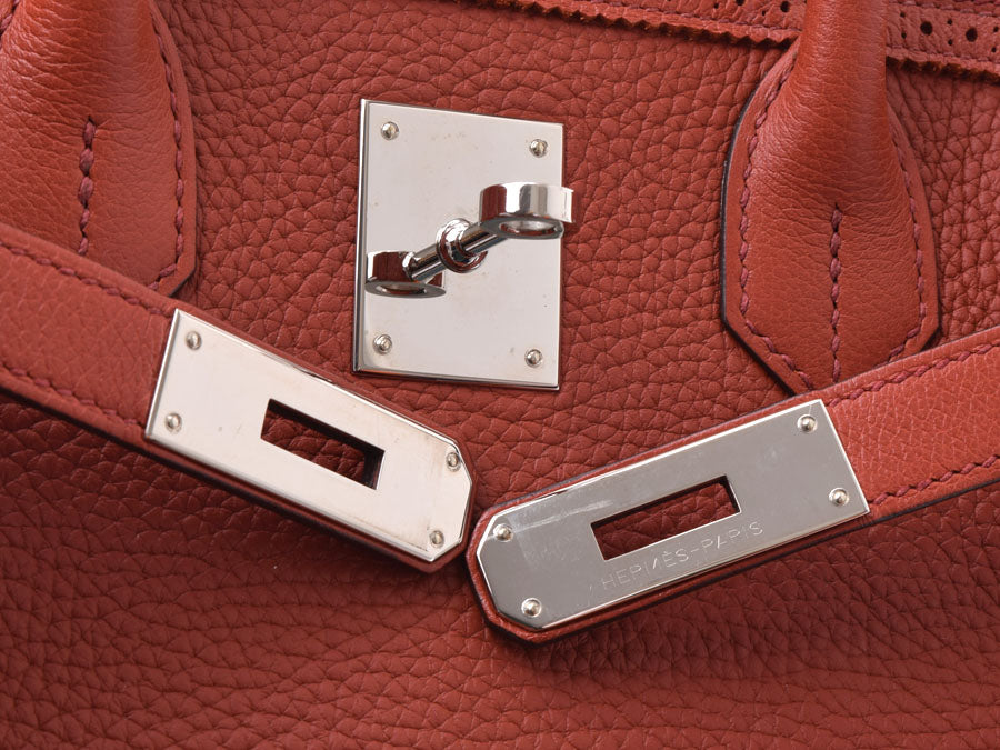 HERMES ハンドバッグ バーキン ギリーズ 30 □R刻印 SV金具 サンギーヌ 【中古】(64202) 800000079167000-5_b770e7c9-