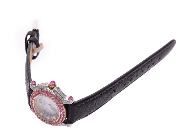 Chopard Chopard Happy Sport Genuine Diamond/Sapphire Bezel 27/6457 Women's SS/Leather Watch Quartz Shell Dial A Rank Used Ginzo