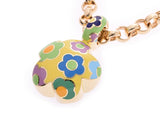 Ponte Vecchio floral motif necklace ladies YG / enamel 67.4 G A Rank PONTE VECCHIO used silver stock