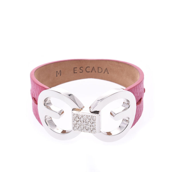 ESCADA Escada 钻石手镯大小 M 中性 K18WG / 皮革手镯 A 级二手银藏