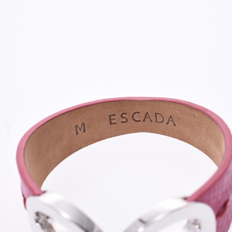 ESCADA エスカーダ ダイヤ ブレスレット サイズM ユニセックス K18WG/革 バングル Aランク 中古 銀蔵