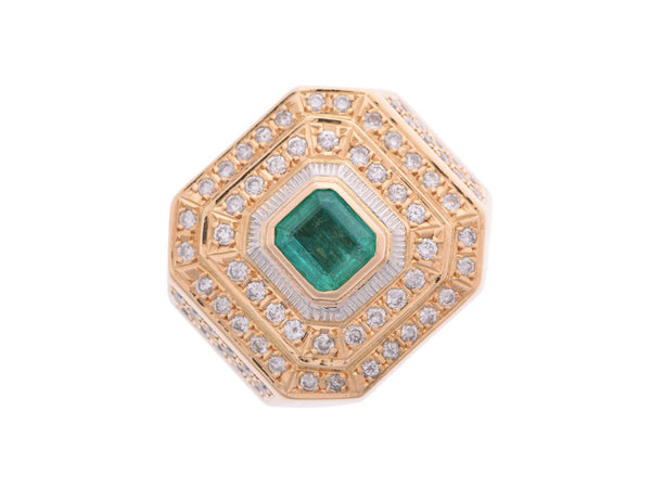 Other Emerald 1.20ct Diamond 1.22ct No. 19.5 Unisex Pt900 Platinum K18 Gold Ring/Ring A Rank Used Ginzo