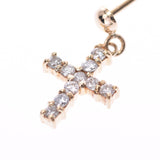 其他十字架主题钻石0.10 / 0.10ct男女皆宜的K18YG耳环A级二手银杏