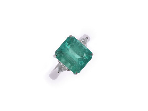 7.1 g of PT900 ring #12 Lady's emerald 5.69ct diamond 0.40ct ring A ranks used silver storehouse