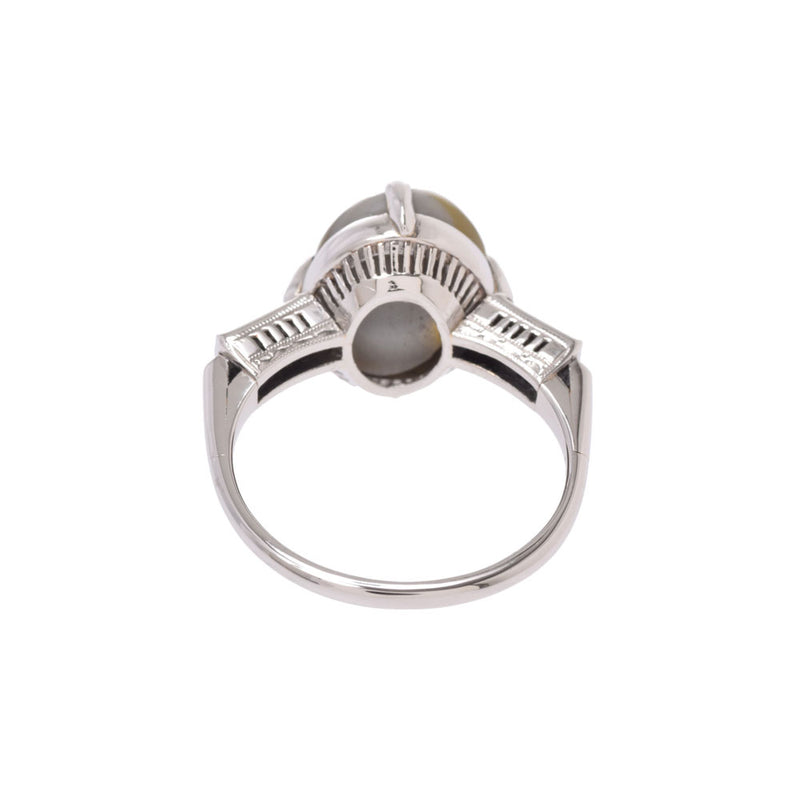 クリソベリルキャッツアイ 6.627ct diamond 12 Lady's PM ring, ring A rank used silver storehouse