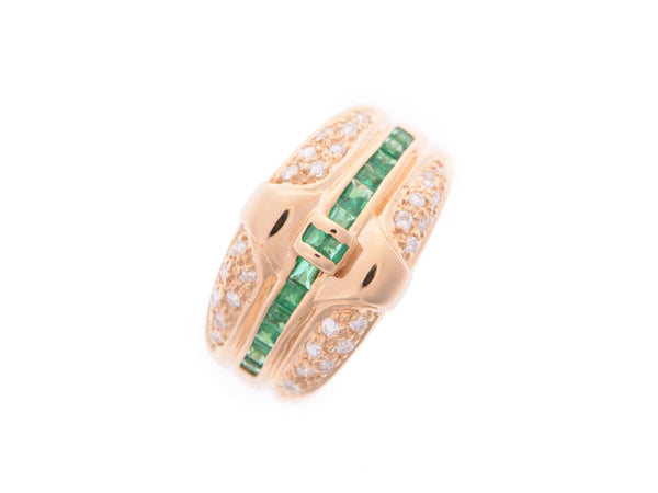 K18 Ring #12 Ladies Emerald 0.40ct Diamond 0.26ct 9.0g Ring A Rank Used Ginzo