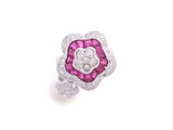 Ring #6 Women's K18WG Pearl Diamond Ruby 8.3g Ring A Rank Beauty UGL Differential Book Used Ginzo