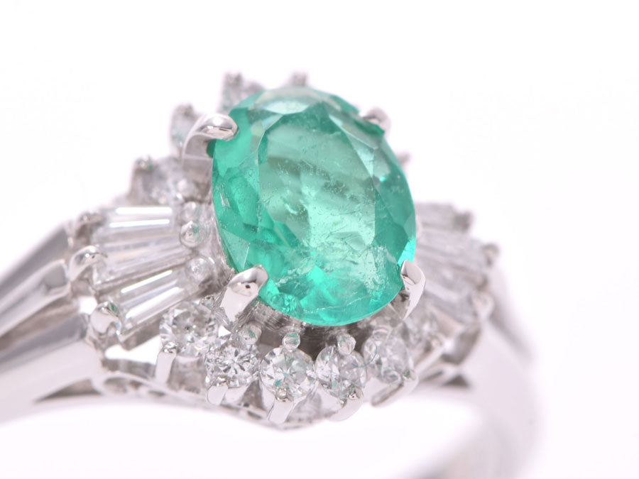 リングPt900ダイヤモンド0.12ctエメラルド0.25ct4.87g