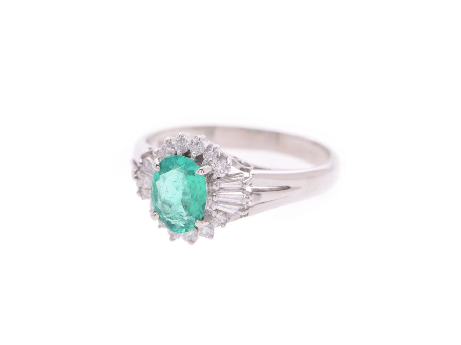リングPt900ダイヤモンド0.12ctエメラルド0.25ct4.87g