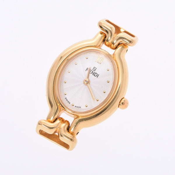 FENDI Fendi 640L Lady's GP/ leather watch quartz silver system clockface B rank used silver storehouse