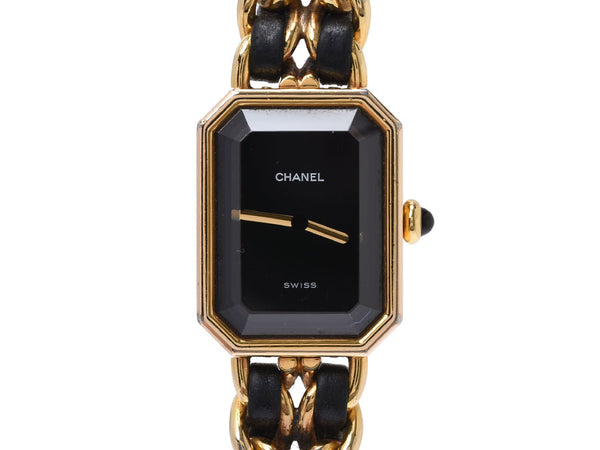 CHANEL Chanel Premier Size M H0001 Ladies GP/Leather Watch Quartz Black Dial B Rank Used Ginzo