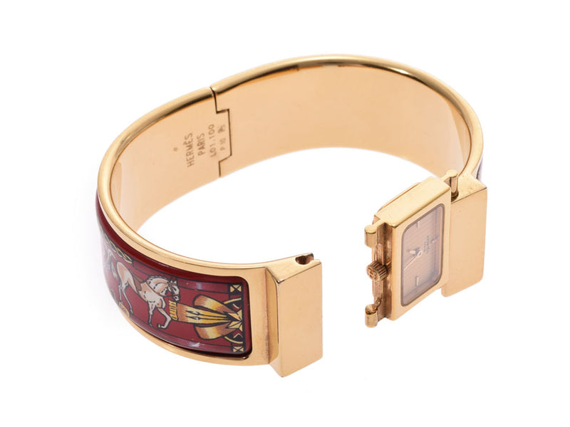 HERMES エルメス ロケ LO1.201 レディース 七宝/GP 腕時計 クオーツ シャンパン文字盤 Bランク 中古 銀蔵