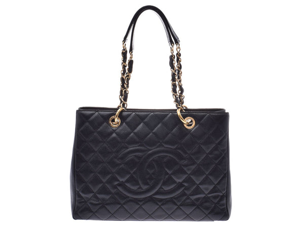 Chanel Matrasse GST Tote Bag Black G Hardware Ladies Caviar Skin AB Rank CHANEL Gala Used Ginzo