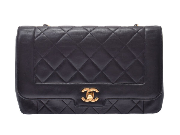 Chanel Matrasse Chain Shoulder Bag Black GP Bracket Ladies Lambskin B Rank CHANEL Gala Used Ginzo