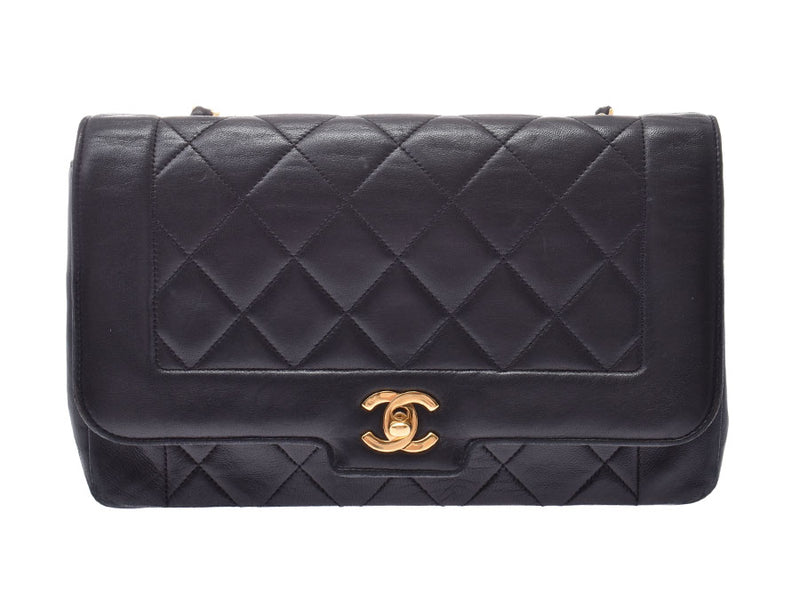 Chanel Matrasse Chain Shoulder Bag Black GP Bracket Ladies Lambskin B Rank CHANEL Gala Used Ginzo