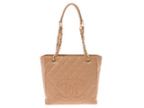 Chanel matelasse PST tote bag beige G metal fittings Lady's caviar skin B rank CHANEL used silver storehouse