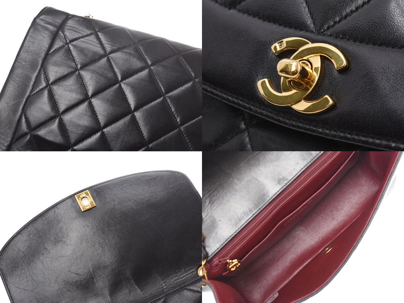 Chanel Matrasse Chain Shoulder Bag Diana Black G Hardware Ladies Lambskin B Rank CHANEL Gala Used Ginzo