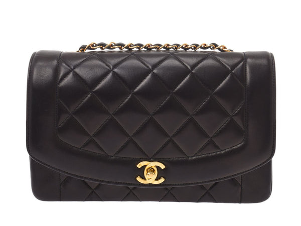 Chanel Matrasse Chain Shoulder Bag Diana Black G Hardware Ladies Lambskin A Rank CHANEL Gala Used Ginzo