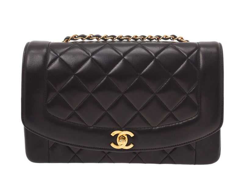 Chanel Matrasse Chain Shoulder Bag Diana Black G Hardware Ladies Lambskin A Rank CHANEL Gala Used Ginzo