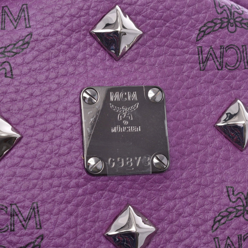 MCM Emsieem,背包,螺柱,紫色,无性别,皮革,背包A等级,使用银仓库。