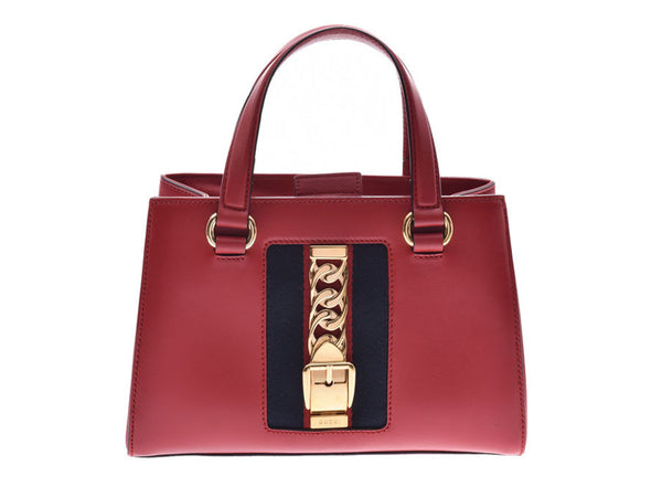グッチシルヴィ 2WAY handbag red 460381 Lady's leather AB rank GUCCI strap used silver storehouse