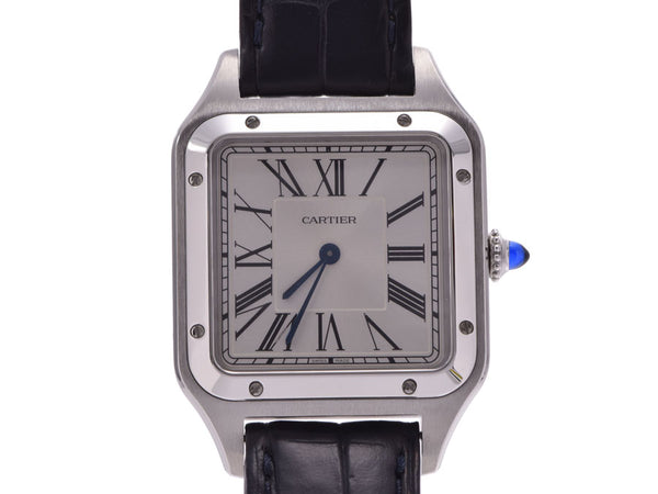 Cartier Santos Dumont Silver Dial 2019 New Ladies SS/Leather Quartz Watch AB Rank CARTIER Inner Box Used Ginzo