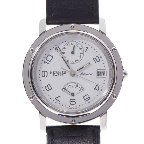 HERMES エルメスクリッパー パワーリザーブ 
 □D刻印(2000年頃)刻印 ボーイズ SS/革 腕時計
 CL5.710 
 中古