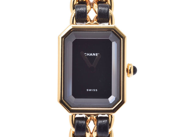 Chanel Premier L size Black Dial H0001 Ladies GP/Leather Quartz Watch AB Rank CHANEL Used Ginzo