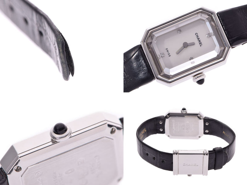 CHANEL Chanel Premier H1167 Ladies PT950/Leather/Diamond Watch Quartz Shell 4P Diamond Dial AB Rank Used Ginzo