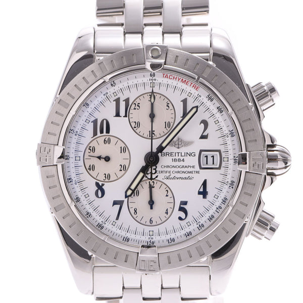 BREITLING Chronomat Evolution A13356 Men's SS watch automatic winding white dial A rank used Ginzo