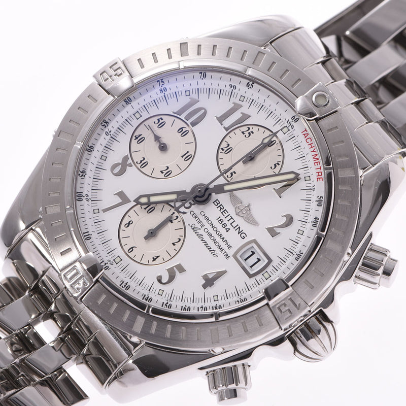 BREITLING Chronomat Evolution A13356 Men's SS watch automatic winding white dial A rank used Ginzo