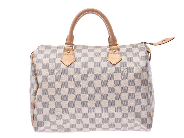 Louis Vuitton Azul Speedy 30 white N41370 women's genuine leather handbag B rank LOUIS VUITTON used silver