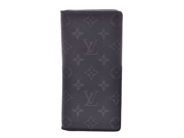 Louis Vuitton Fragmentation, Black Menz, leather long wallet, wallet, B Rank LOUIS VUITTON, used silver.