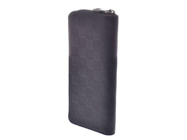 Louis Vuitton Damier Infini Zippy Wallet Vertical Black M63548 Men's Genuine Leather Long Wallet AB Rank LOUIS VUITTON Used Ginzo