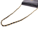Chanel chain shoulder push lock black gold metallic women's crocodile shoulder bag a
