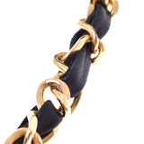 Chanel chain shoulder push lock black gold metallic women's crocodile shoulder bag a