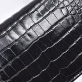 香奈儿链子肩膀推锁黑色黄金金属配件女士鳄鱼肩包A级二手Ginzo