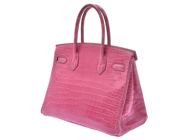 HERMES Birkin 30 Fuchsia Pink Silver Hardware □K Engraved (around 2007) Ladies Polo Sus Handbag B Rank Used Ginzo