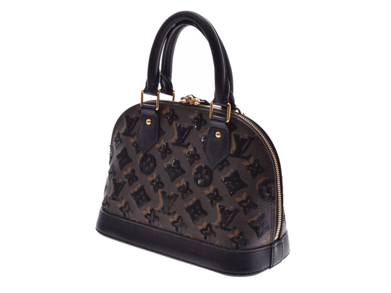 ルイヴィトンエクリプスアルマ BB black / brown M40418 Lady's real leather spangles handbag AB rank LOUIS VUITTON used silver storehouse