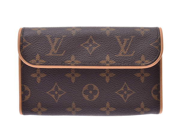 Louis Vuitton Monogram Pochette Florentine Belt Size S Brown M51855 Genuine Leather A Rank LOUIS VUITTON With Strap Used Ginzo