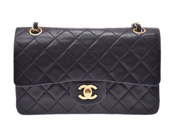 Chanel Matrasse Chain Shoulder Bag Double Flap Black G Hardware Ladies Lambskin B Rank CHANEL Gala Used Ginzo