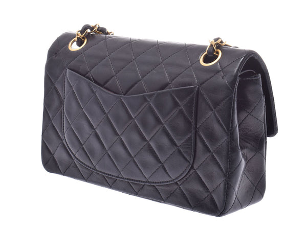 Chanel Matrasse Chain Shoulder Bag Double Flap Black G Hardware Ladies Lambskin B Rank CHANEL Gala Used Ginzo