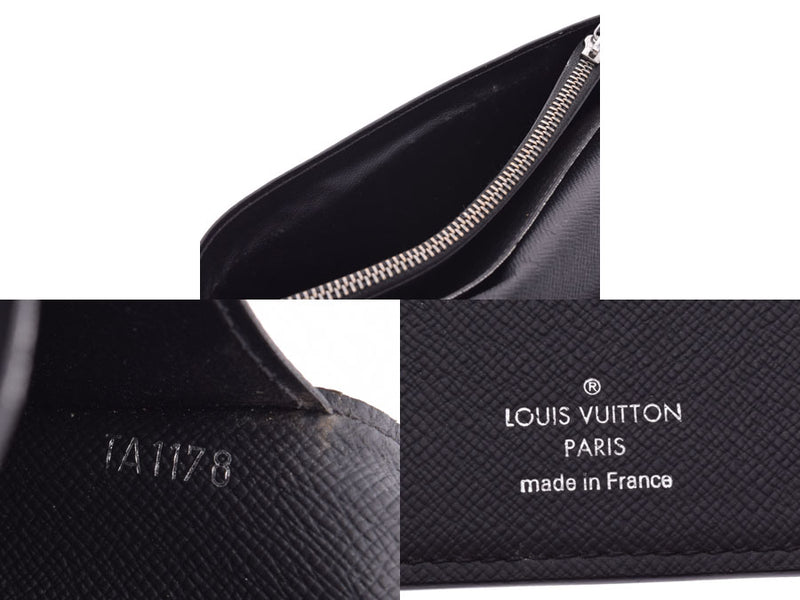 Louis Vuitton eclipsport foie gras black M61697 men's genuine leather long wallet B rank LOUIS VUITTON pre-owned silver