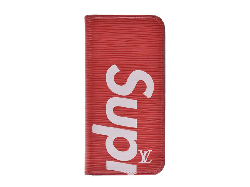 ルイヴィトン エピ IPhone7フォリオ Supremeコラボ 赤 M64498 メンズ レディース IPhoneケース Bランク LOUIS VUITTON 中古 銀蔵