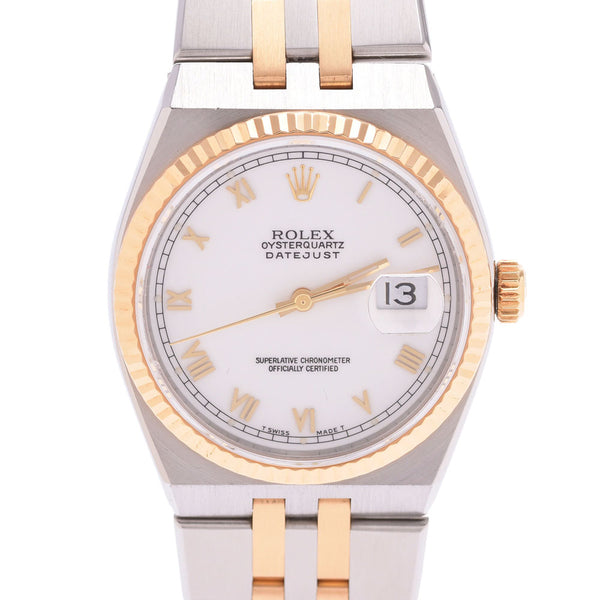 ROLEX Rolex date just 17013 men's SS/YG watch quartz white clockface AB rank used silver storehouse