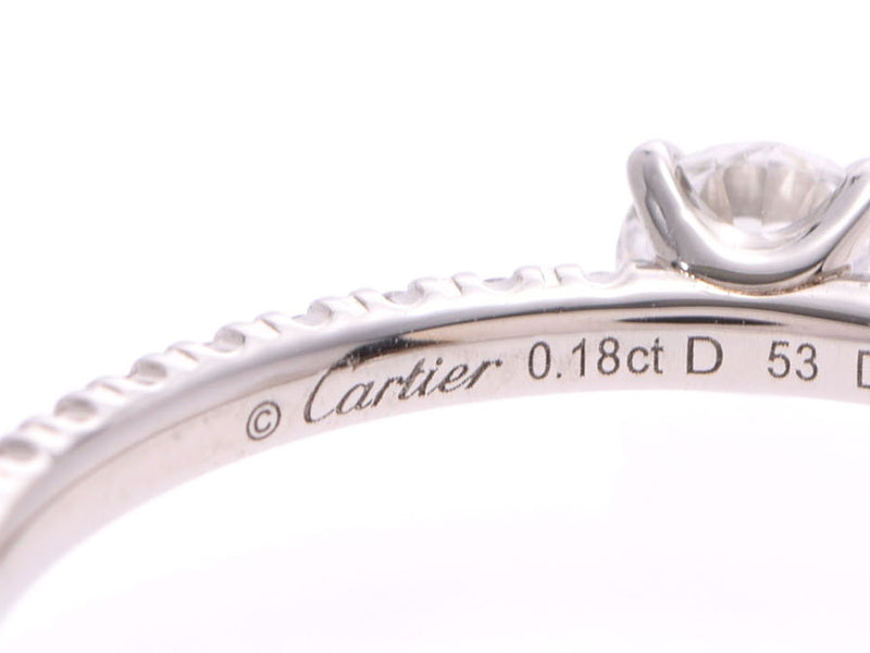 CARTIER Cartier ethane cell solitaire ring diamond 0.18ct E-VS1-3EX #53 No. 12.5 Ladies Pt950 platinum ring/ring A rank used silver store